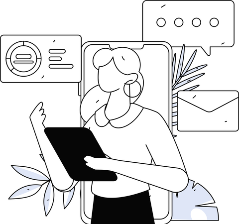 Mitarbeiterin bei Online-Meeting  Illustration