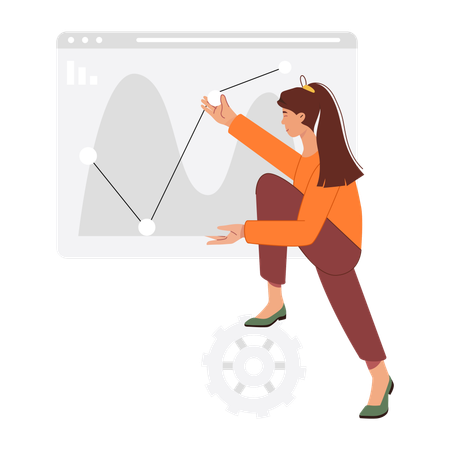 Mitarbeiterin bei der Datenanalyse  Illustration