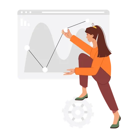 Mitarbeiterin bei der Datenanalyse  Illustration