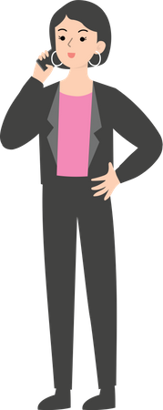 Mitarbeiterin mit Telefon  Illustration