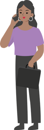 Mitarbeiterin mit Telefon  Illustration