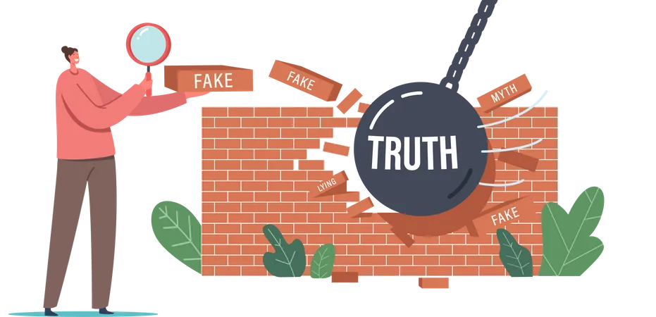 Mitos e fatos Informações sobre falsificação em mídias sociais  Ilustração