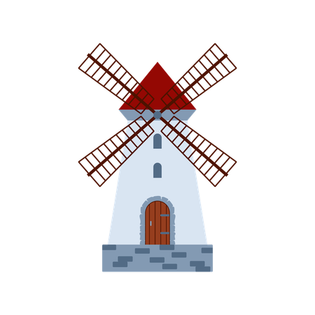 Mittelalterliche ländliche Windmühle  Illustration