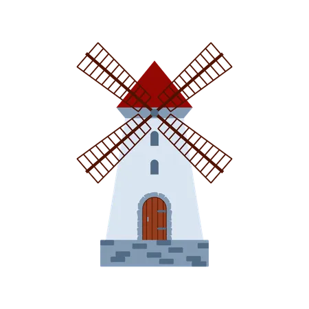 Mittelalterliche ländliche Windmühle  Illustration