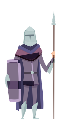 Mittelalterlicher Ritter mit Spaten und Schild  Illustration