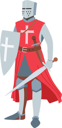 Mittelalterlicher Ritter mit heraldischer Rüstung und Schwert  Illustration