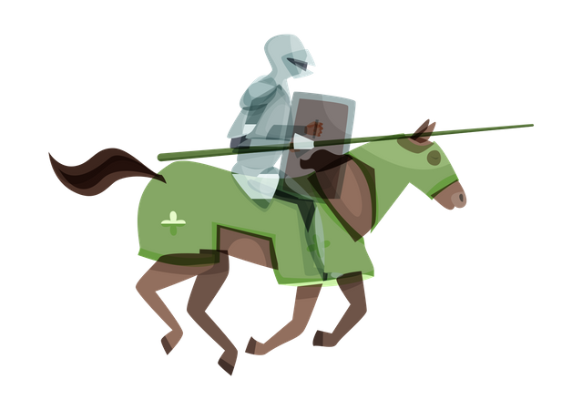 Mittelalterlicher Ritter greift Feinde an  Illustration