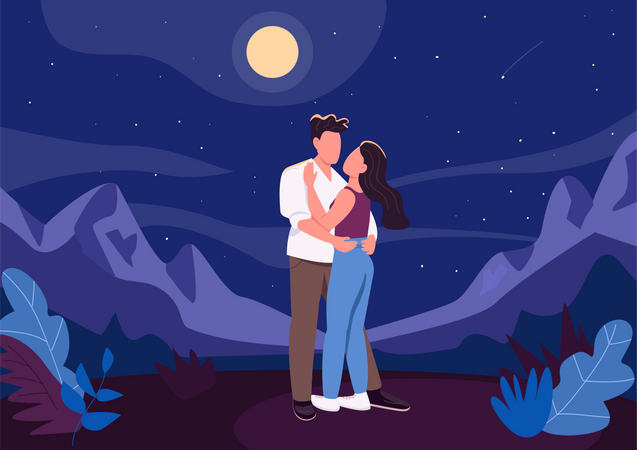 Romantisches Date um Mitternacht  Illustration