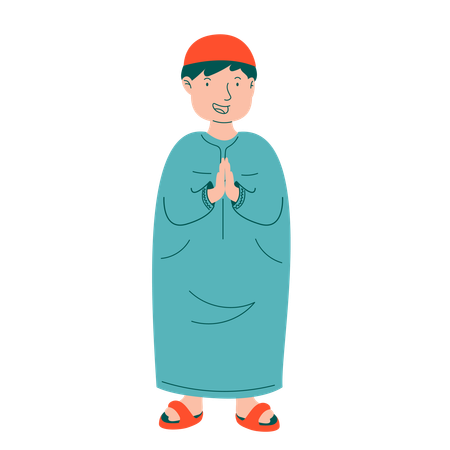 Le jeune frère de Miuslim porte un Gamis  Illustration