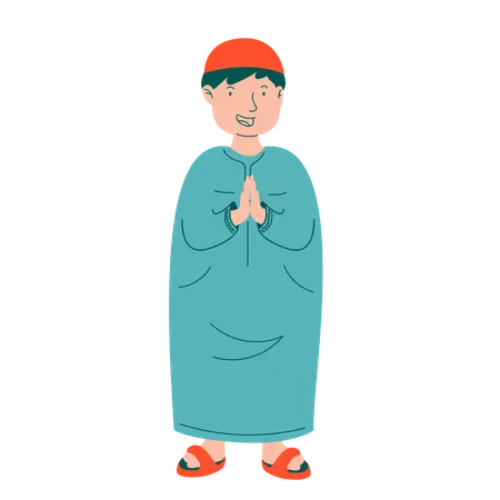 Le jeune frère de Miuslim porte un Gamis  Illustration