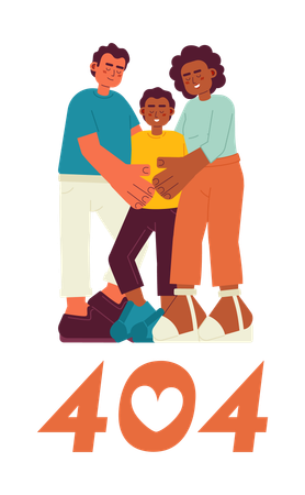 Mixed race family hug candid error 404 flash message  イラスト