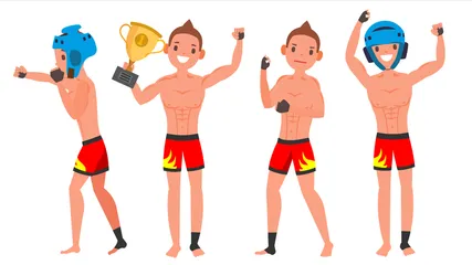 MMA-Spieler, männlich Illustrationspack