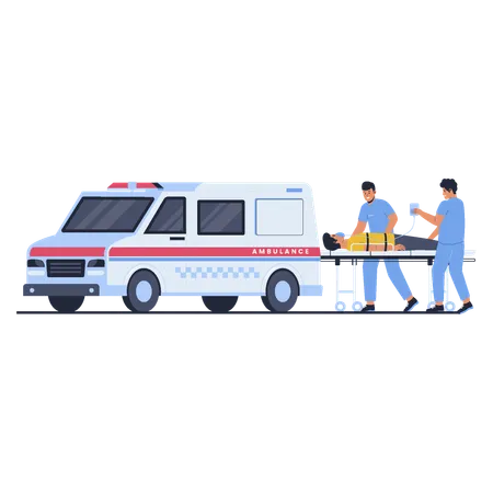 Mmbulance medical service carrying patients  Illustration