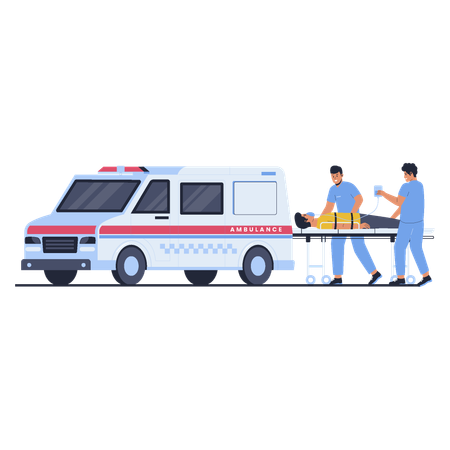 Mmbulance medical service carrying patients  Illustration