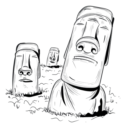 Get A Glimpse Of This Hand Drawn Illustration Of Moai Statue Illustration