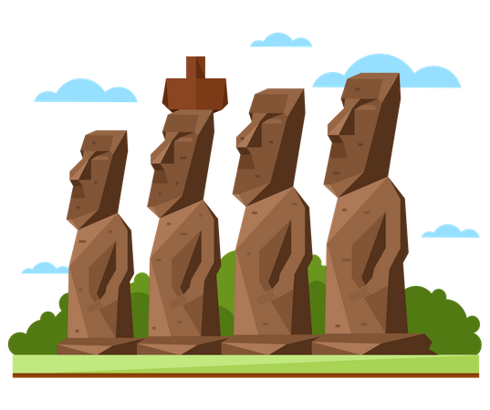 Moai Statues  Illustration