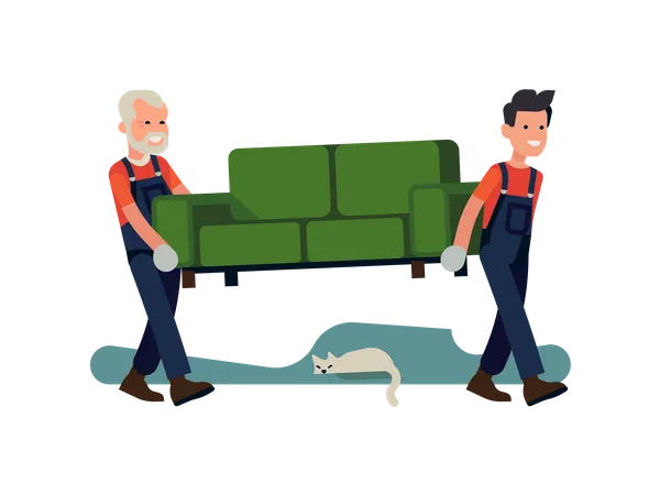 Möbelpacker tragen Sofa  Illustration