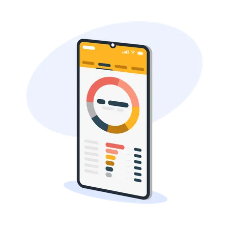 Phone On Screen App With Charts And Analytics Illustration