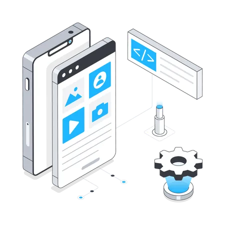 Mobile and Web App Development  Illustration