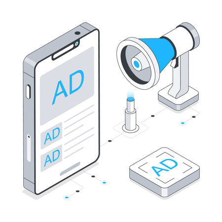 Mobile Anzeigen und Ankündigungen  Illustration