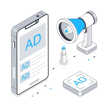 Mobile Anzeigen und Ankündigungen  Illustration