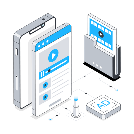 Mobile Anzeigen und Datenordner  Illustration