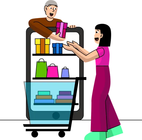 Using A Smartphone App A User Shops For Clothing Indicating A Seamless Digital Purchase Path With A Vibrant Interface Illustration