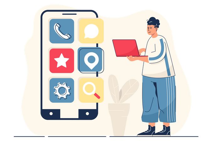 Mobile app development  Illustration