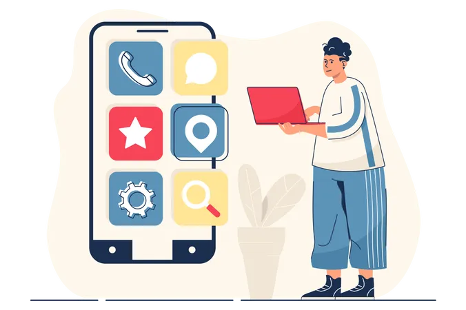 Mobile app development  Illustration