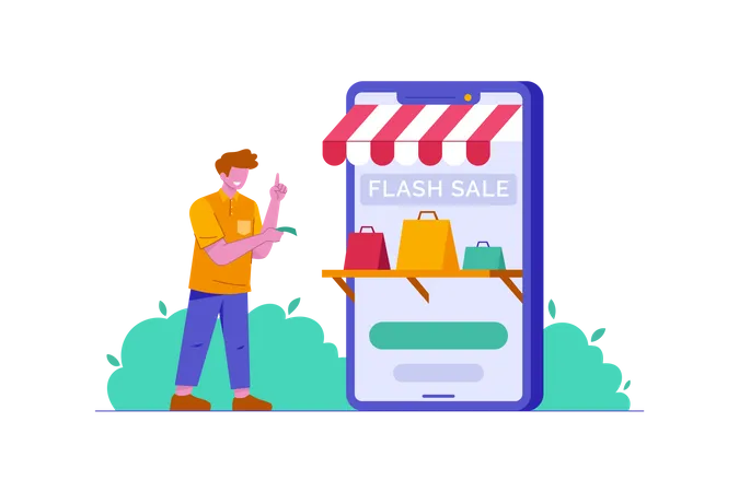 Buying Something In Online Store Illustration