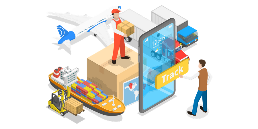 Mobile app for delivery tracking  Illustration