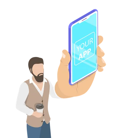 Mobile app launch and mobile development  Illustration