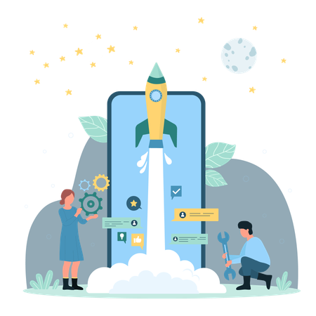 Mobile app launch  Illustration