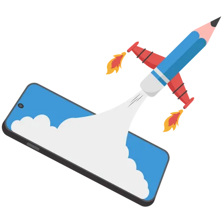 Mobile App Launching Vector Modern Startup Concept Illustration Creative Idea Booster Illustration