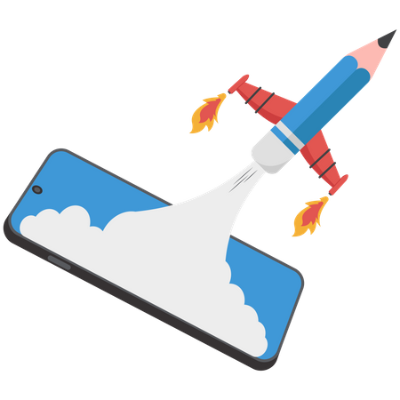 Mobile app launching  Illustration