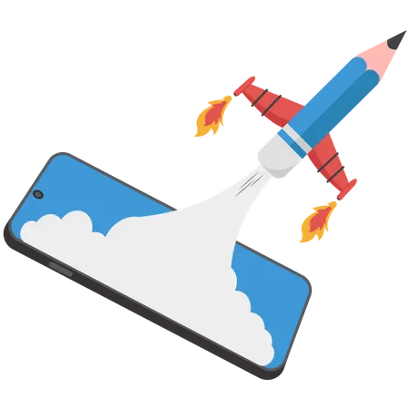 Mobile app launching  Illustration