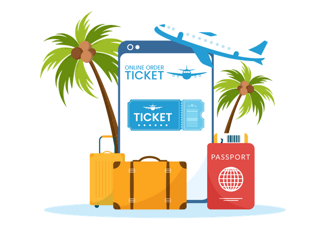 Mobile app to book online tickets Illustration