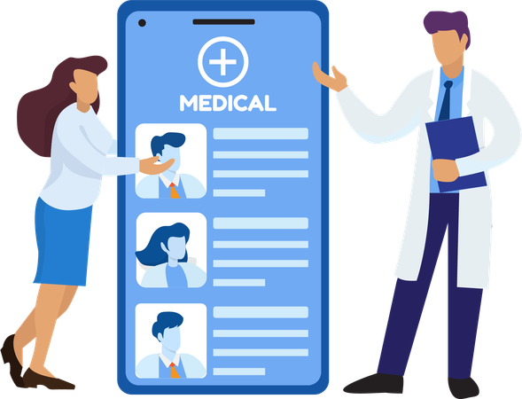 Mobile app to find doctors near you  Illustration
