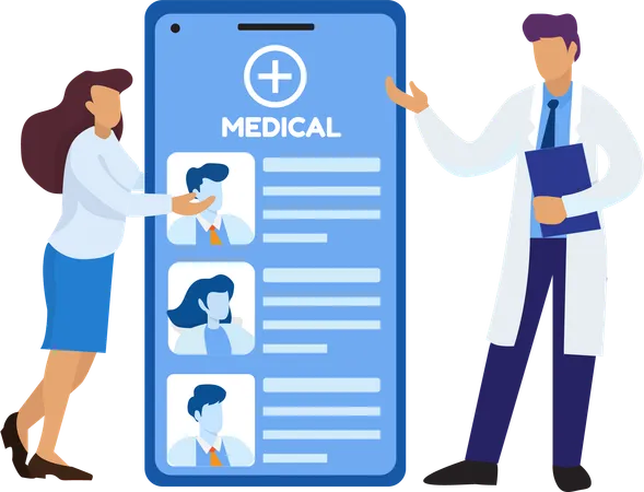 Mobile App To Find Doctors Near You Illustration