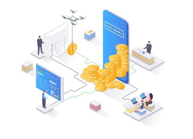 Mobile application for financial management, online payment and accounting  Illustration