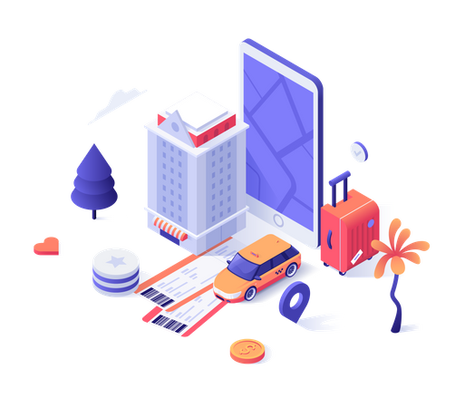 Mobile application for Help for tourists or travelers  Illustration