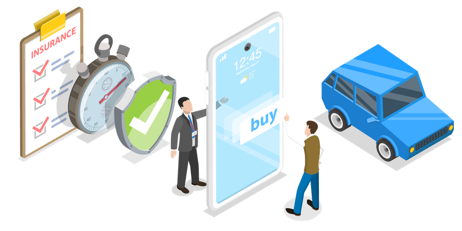 Mobile Autoversicherungs-App  Illustration