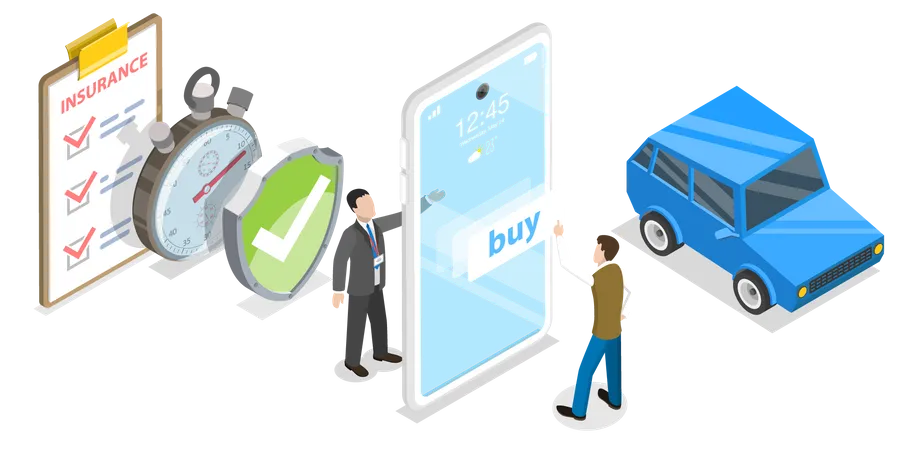 Mobile Autoversicherungs-App  Illustration