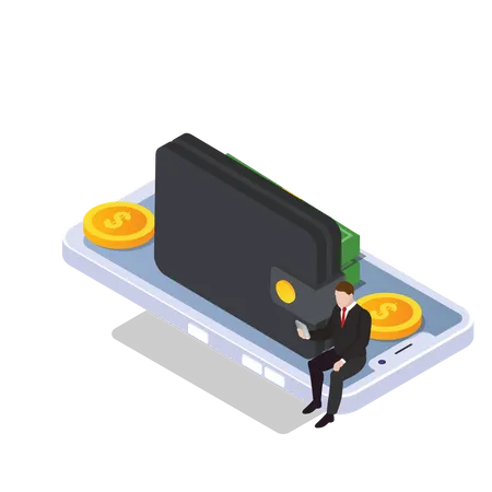 Mobile Bank Wallet Illustration