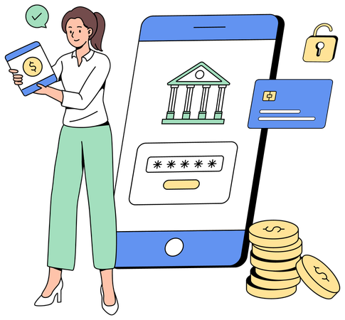 Mobile banking and online payment  Illustration