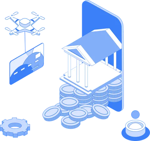 Mobile banking and transaction  Illustration