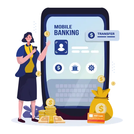 Mobile banking application Illustration