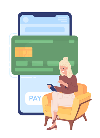 Mobile banking customer Illustration