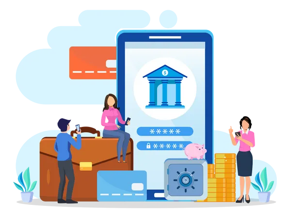 Mobile Banking Concept Illustration Vector Illustration