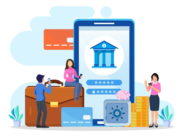 Mobile Banking Service  Illustration